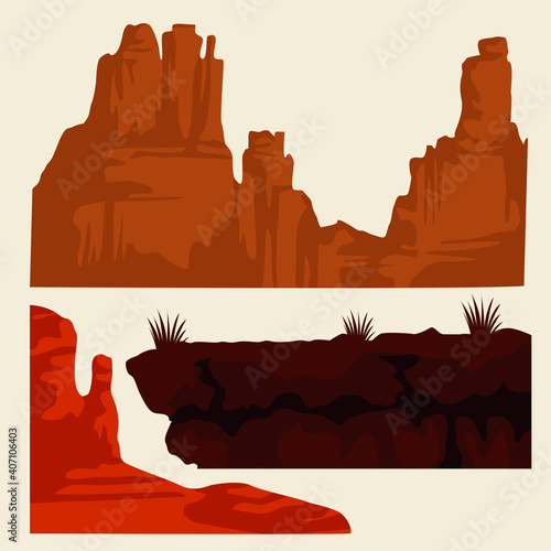 set of desertic terrains icons