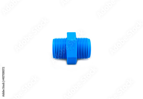 Blue PVC pipe set  separate on a white background  blue plastic water pipe  PVC accessories for plumbing work Plumber equipment Bend and connect the three-way plastic pipe to drain the waste water.