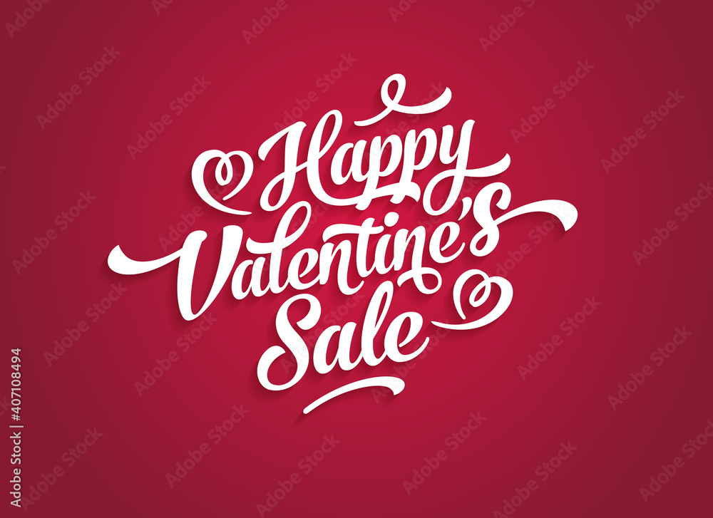 Valentine's day sale calligraphic text. Template for brochure, flier or poster