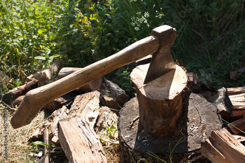 Firewood and ax