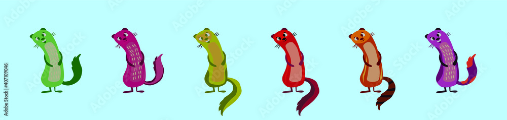 Obraz premium set of chinchilla cartoon icon design template with various models. vector illustration isolated on blue background