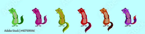 set of chinchilla cartoon icon design template with various models. vector illustration isolated on blue background