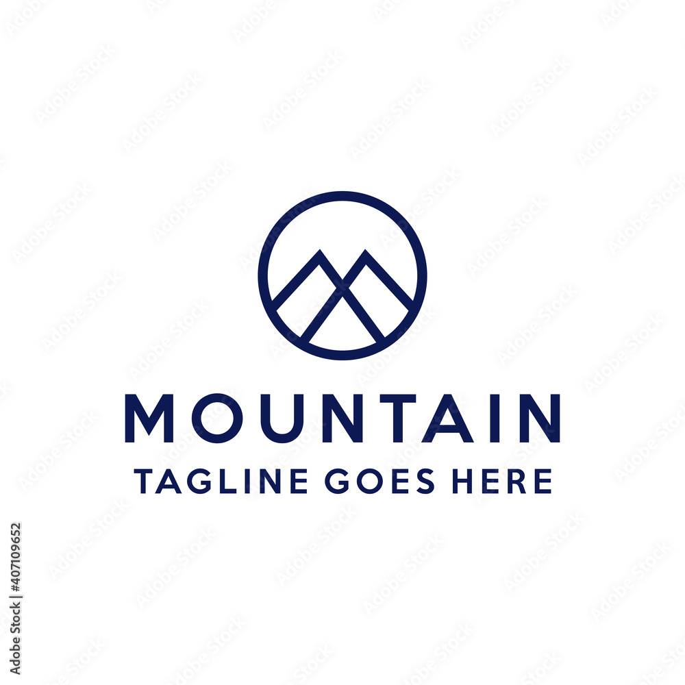 Mountain vector logo template with outline style Mountain vector logo template with outline style