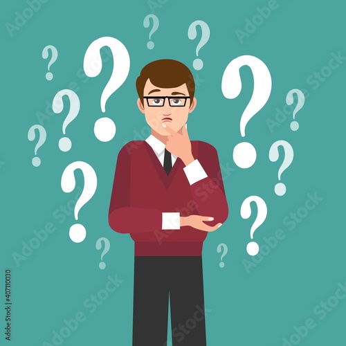 Thinking doubtful man