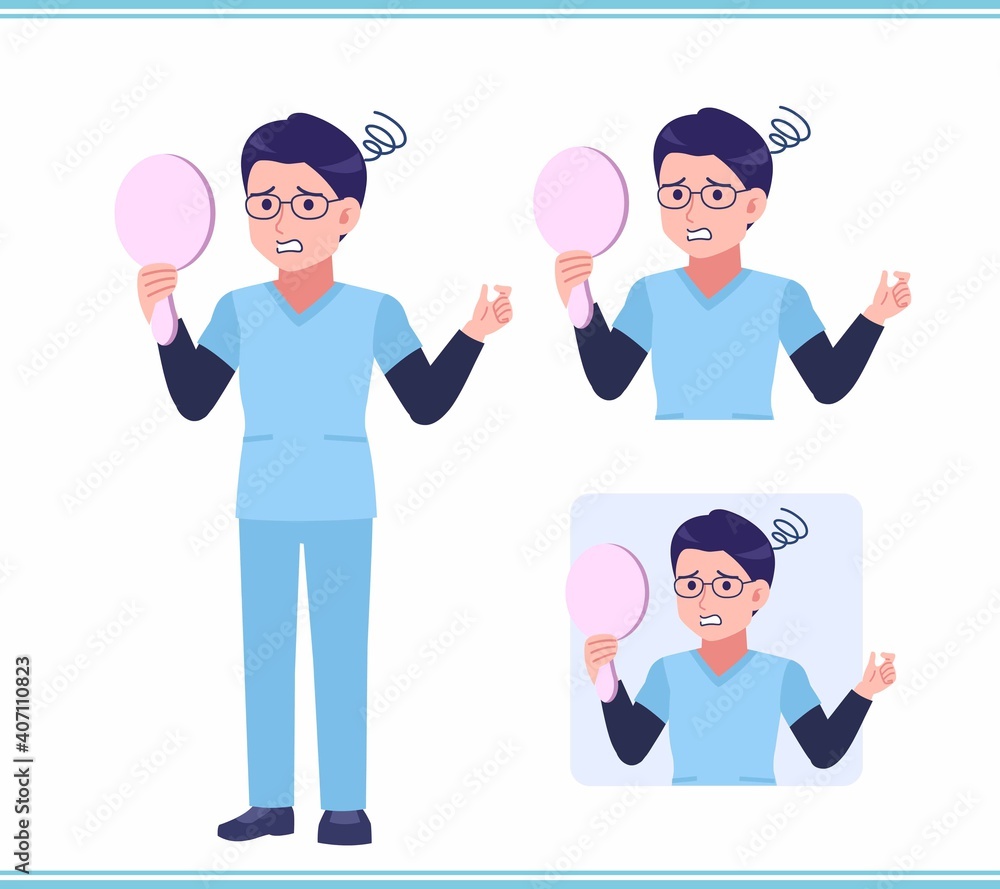 Young nurse man dressed in blue_A Young nurse man dressed in blue_A