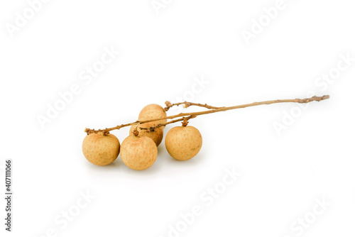 Longan (Dimocarpus longan) isolated on white background, Fresh longan thai fruit.