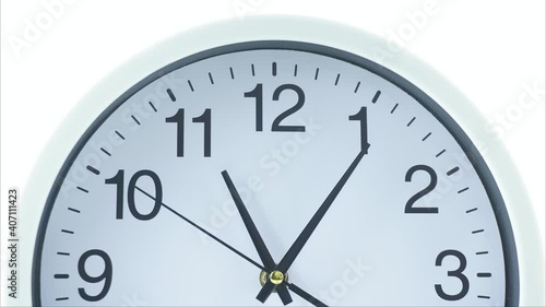 Wallpaper Mural Closeup Eleven o'clock wall clock on White background, Time lapse 30 minutes moving fast
 Torontodigital.ca