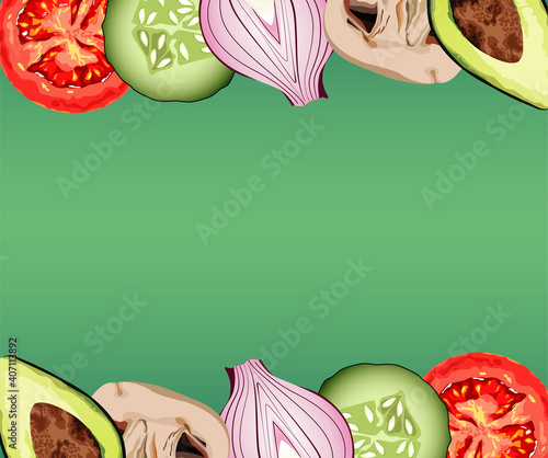 vegetarian healthy food frame with vegetables