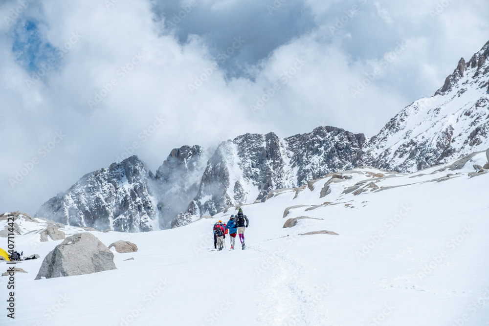 Trail Running on Sierra Nevada Mountain Range, mountaineering, Lone Pine, CA, USA, May 25, 2019 Trail Running on Sierra Nevada Mountain Range, mountaineering, Lone Pine, CA, USA, May 25, 2019