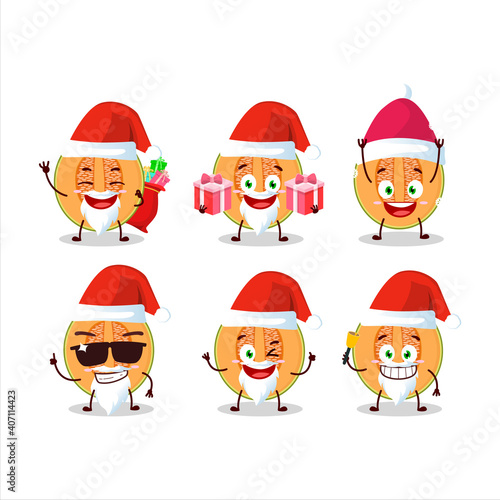 Santa Claus emoticons with slice of melon cartoon character