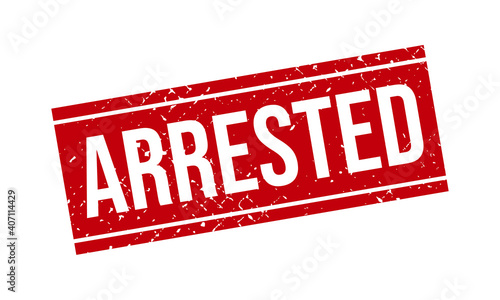 Arrested Rubber Grunge Stamp Seal Vector Illustration