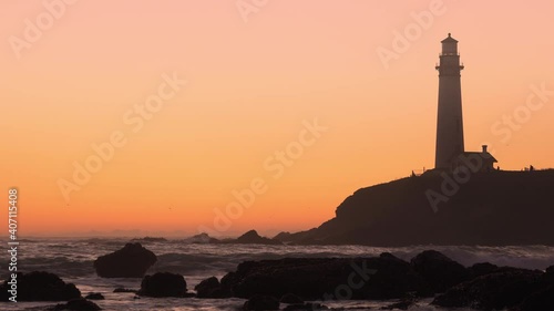Lighthouse at sunset by the beach at Pigeon Point Lighthouse in Pescadero, California 04