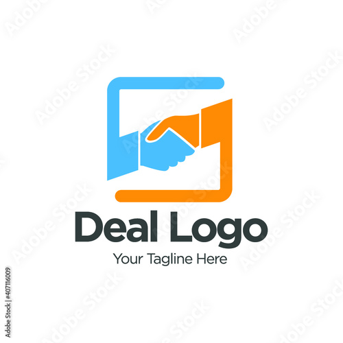 deal handshake logo and icon vector design template