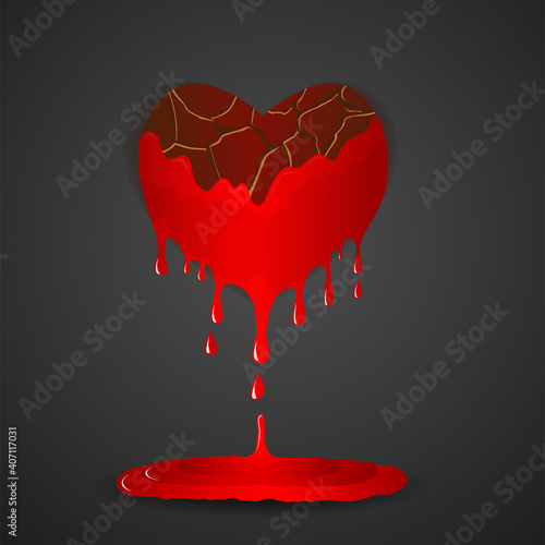 heart made of earth with drops