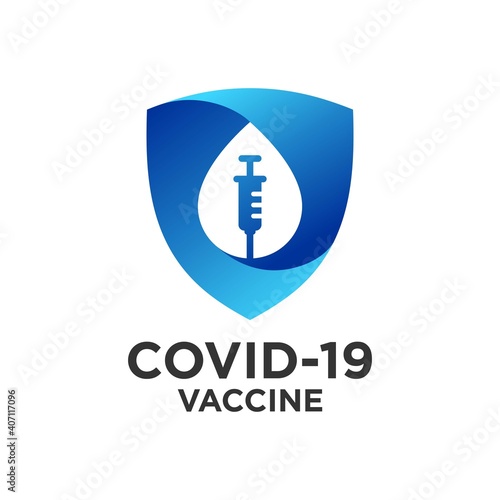shield logo with syringe. vaccine protection icon
