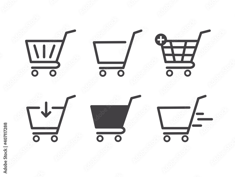 Shopping cart icon. Fast Shopping cart icon isolated on white background. Flat design. Vector illustration. Shopping cart icon. Fast Shopping cart icon isolated on white background. Flat design. Vector illustration.