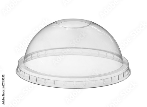 Plastic cup cover lid disposable (with clipping path) isolated on white background