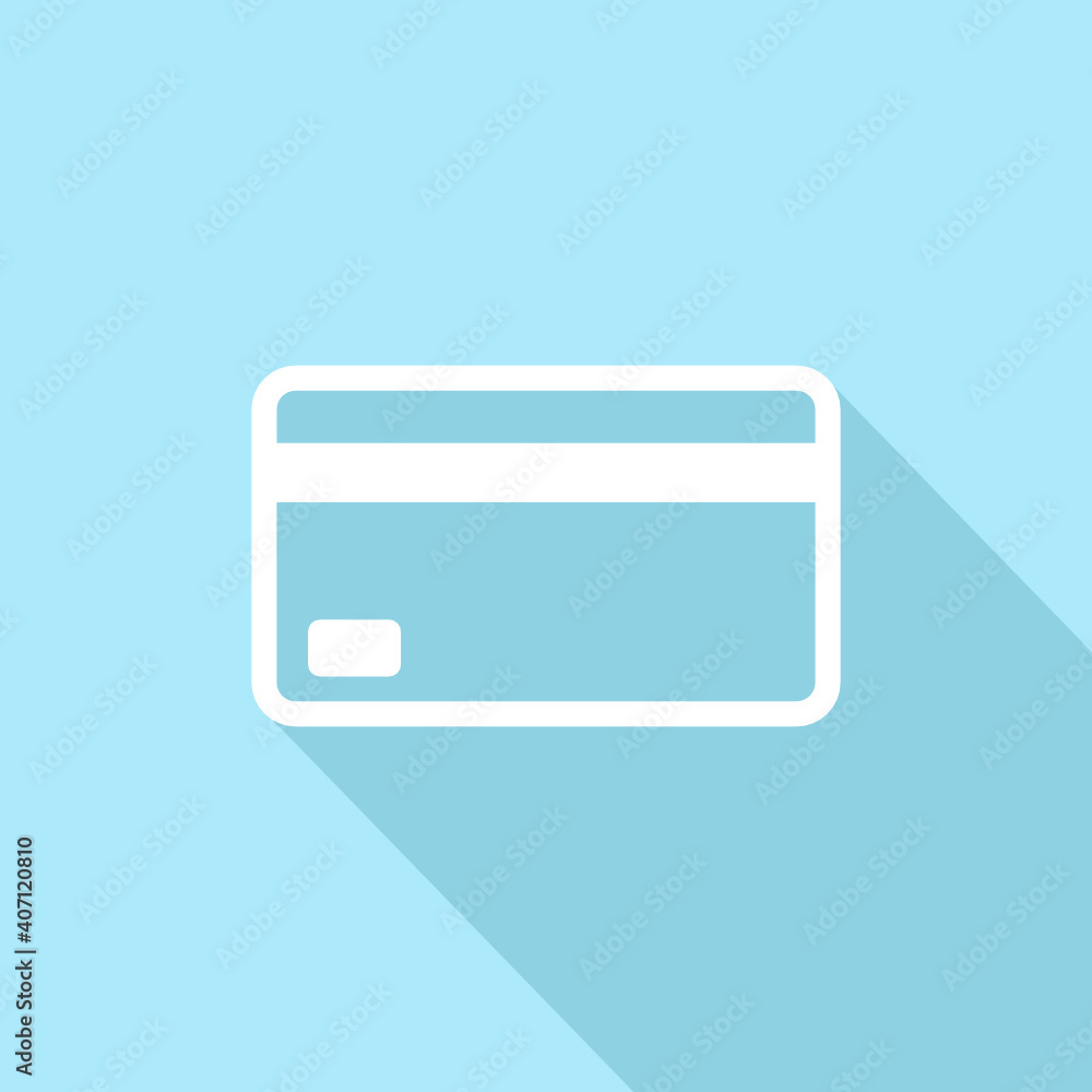 Credit Card with long shadow on blue background. Credit Card with long shadow on blue background.