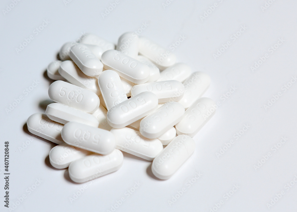 Paracetamol 500 mg. isolated on white background, Paracetamol 500 mg. isolated on white background,