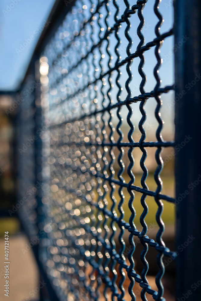 Abstract railing texture with bokeh and lights dapples. Defocused ...