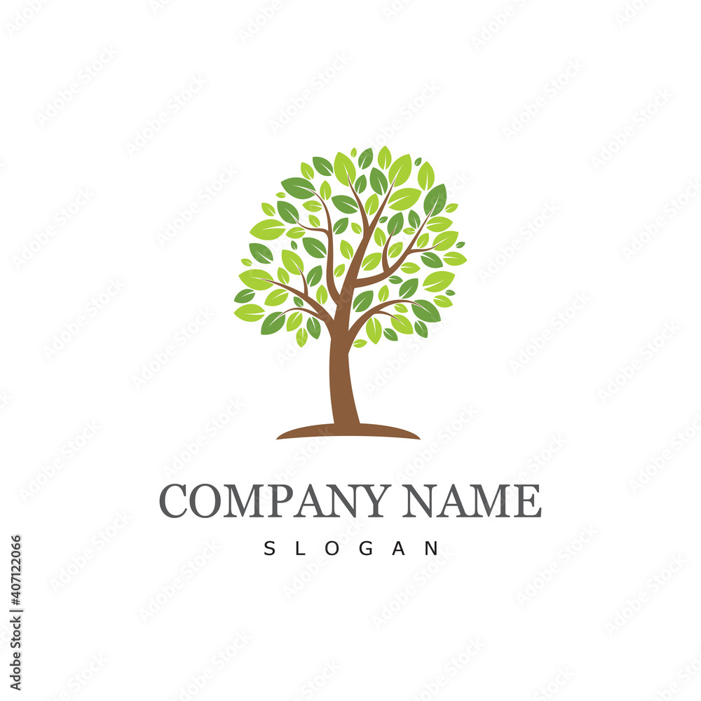 Obraz premium Tree icon concept of a stylized tree with letter