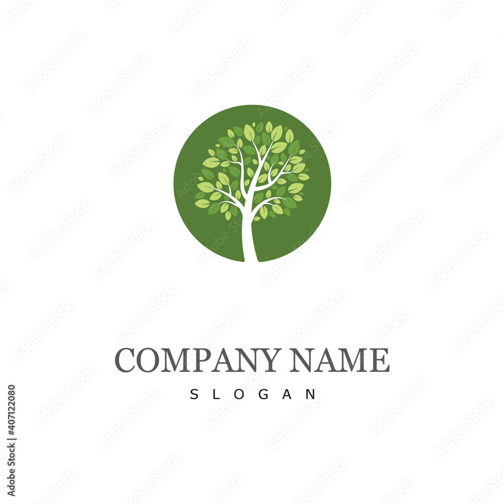 Tree icon concept of a stylized tree with letter Tree icon concept of a stylized tree with letter