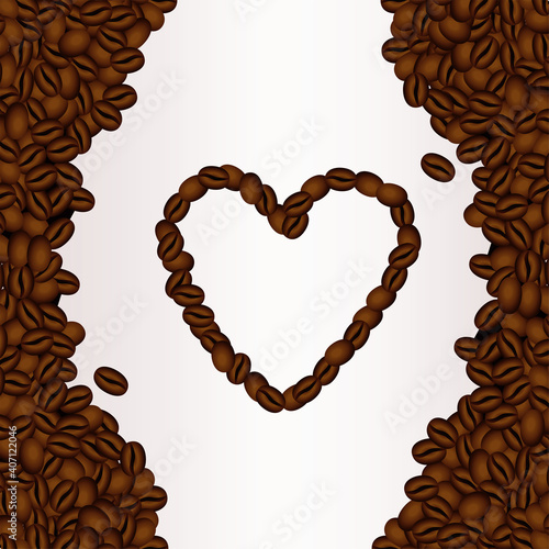 delicious coffee drink poster with heart seeds