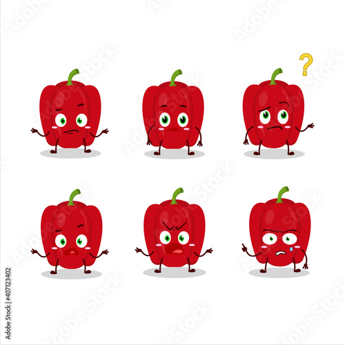 Cartoon character of red pepper with what expression