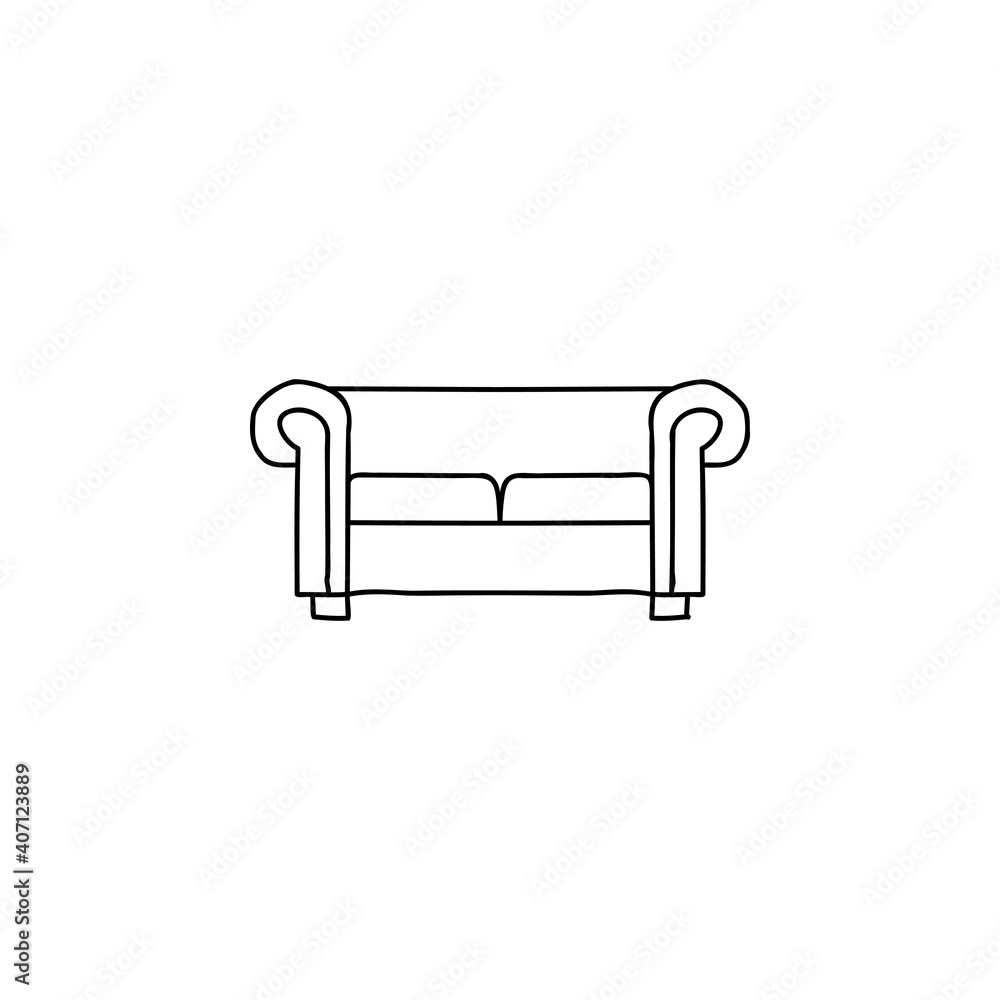sofa doodle sketch style icon. isolated on white background simple ink hand drawn Vector illustration sofa doodle sketch style icon. isolated on white background simple ink hand drawn Vector illustration