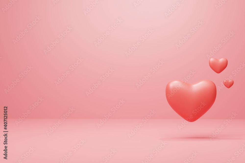 Valentine's day greeting background. Love creative concept. 3D render