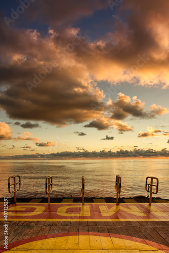  beautiful cloudy sky during sunset, view from boat