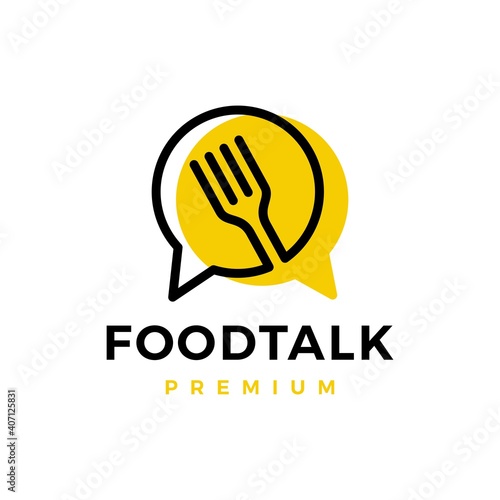 food talk fork chat logo vector icon illustration