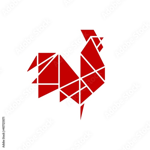 geometric rooster tech logo vector icon illustration