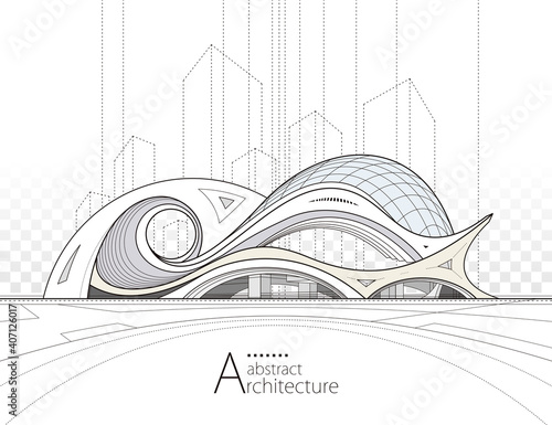 Architecture building construction perspective design, abstract modern urban landscape background.