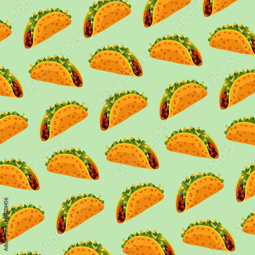 mexican food restaurant poster with tacos pattern