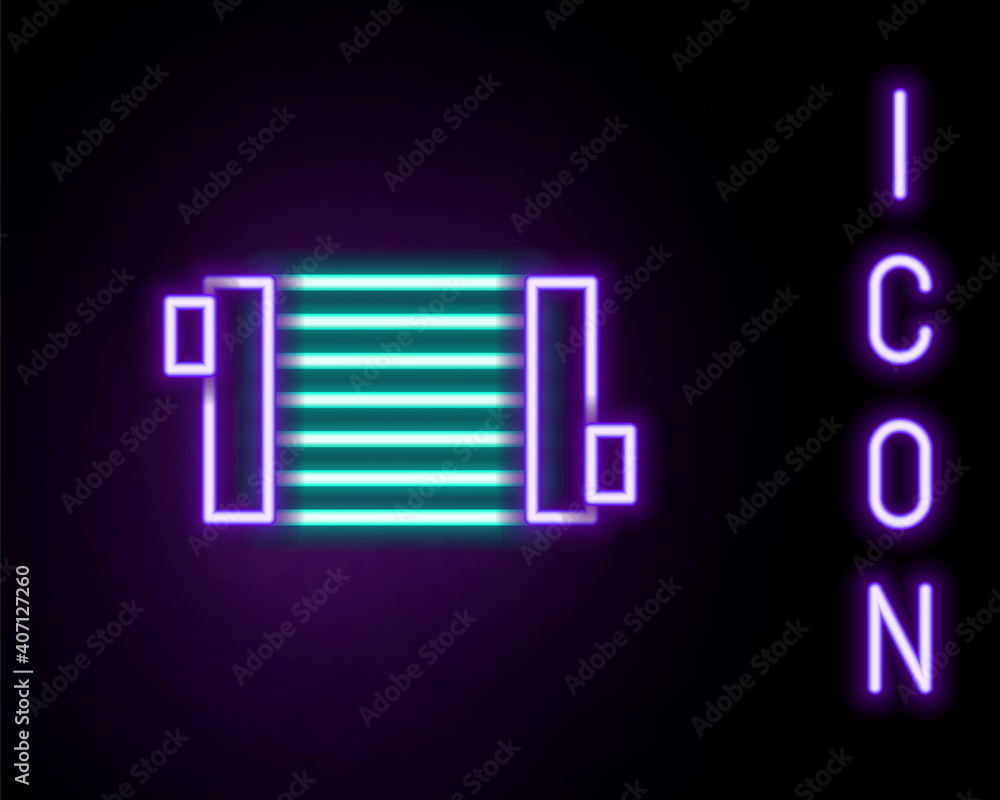 Glowing neon line Car radiator cooling system icon isolated on black background. Colorful outline concept. Vector. Glowing neon line Car radiator cooling system icon isolated on black background. Colorful outline concept. Vector.