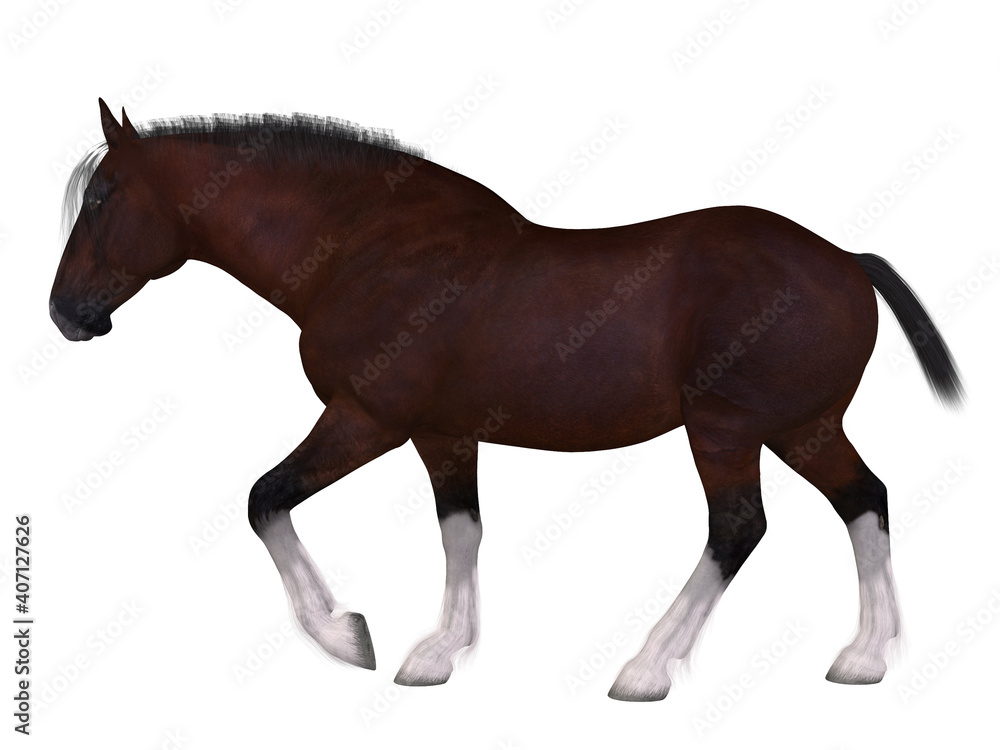 Obraz premium 3d render of a draft horse