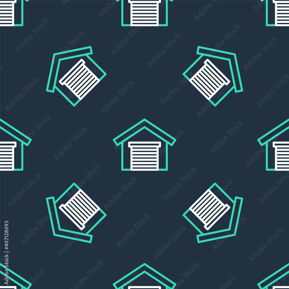Line Garage icon isolated seamless pattern on black background. Vector. Line Garage icon isolated seamless pattern on black background. Vector.
