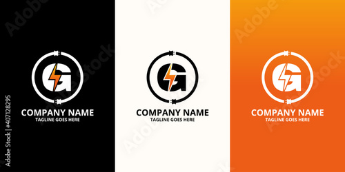 Flash initial letter G Logo Icon Template. Illustration vector graphic. Design concept Electrical Bolt and electric plugs With letter symbol. Perfect for corporate, more technology brand identity