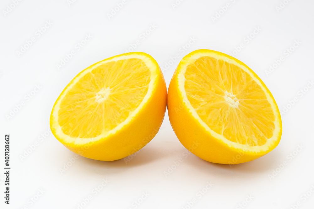 Orange cut in half