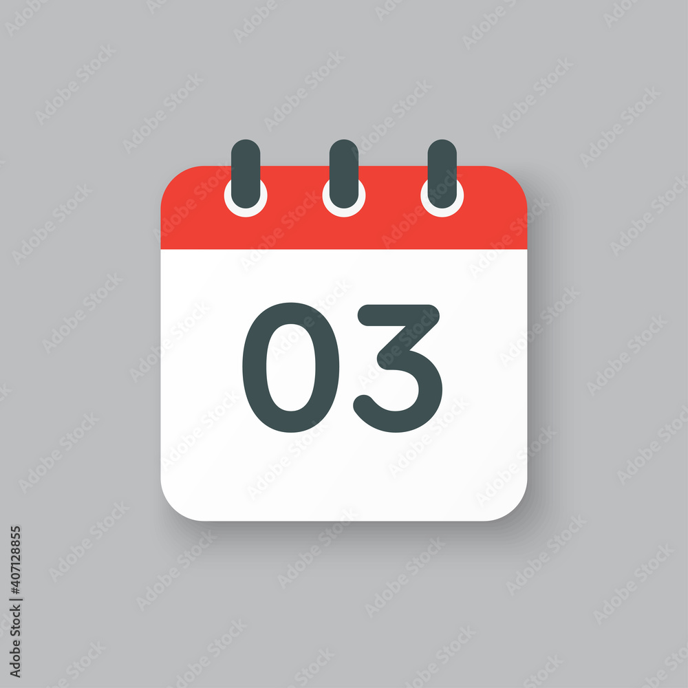 Vector icon calendar day number 3, 3th day month Vector icon calendar day number 3, 3th day month