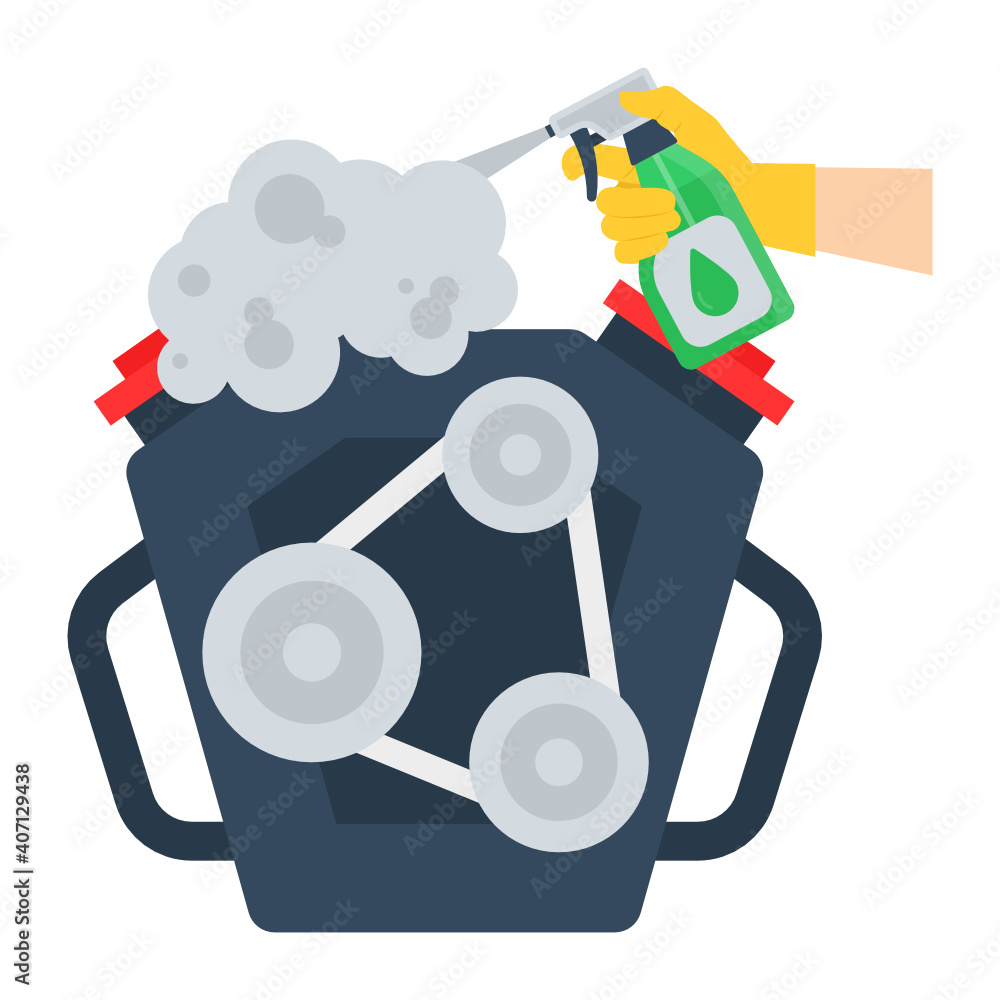 Car Engine Cleaning DIY Concept, Spraying the Engine Bay Vector Color Icon Design, covid car cleaning service Symbol on white background, Vehicle disinfection Sign Car Engine Cleaning DIY Concept, Spraying the Engine Bay Vector Color Icon Design, covid car cleaning service Symbol on white background, Vehicle disinfection Sign