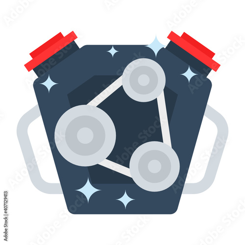 Shiny Engine Cleaning Concept, Side View of Engine Bay Vector Color Icon Design, covid car cleaning service Symbol on white background, Vehicle disinfection Sign,