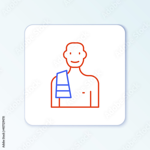 Line Man in the sauna icon isolated on white background. Colorful outline concept. Vector.
