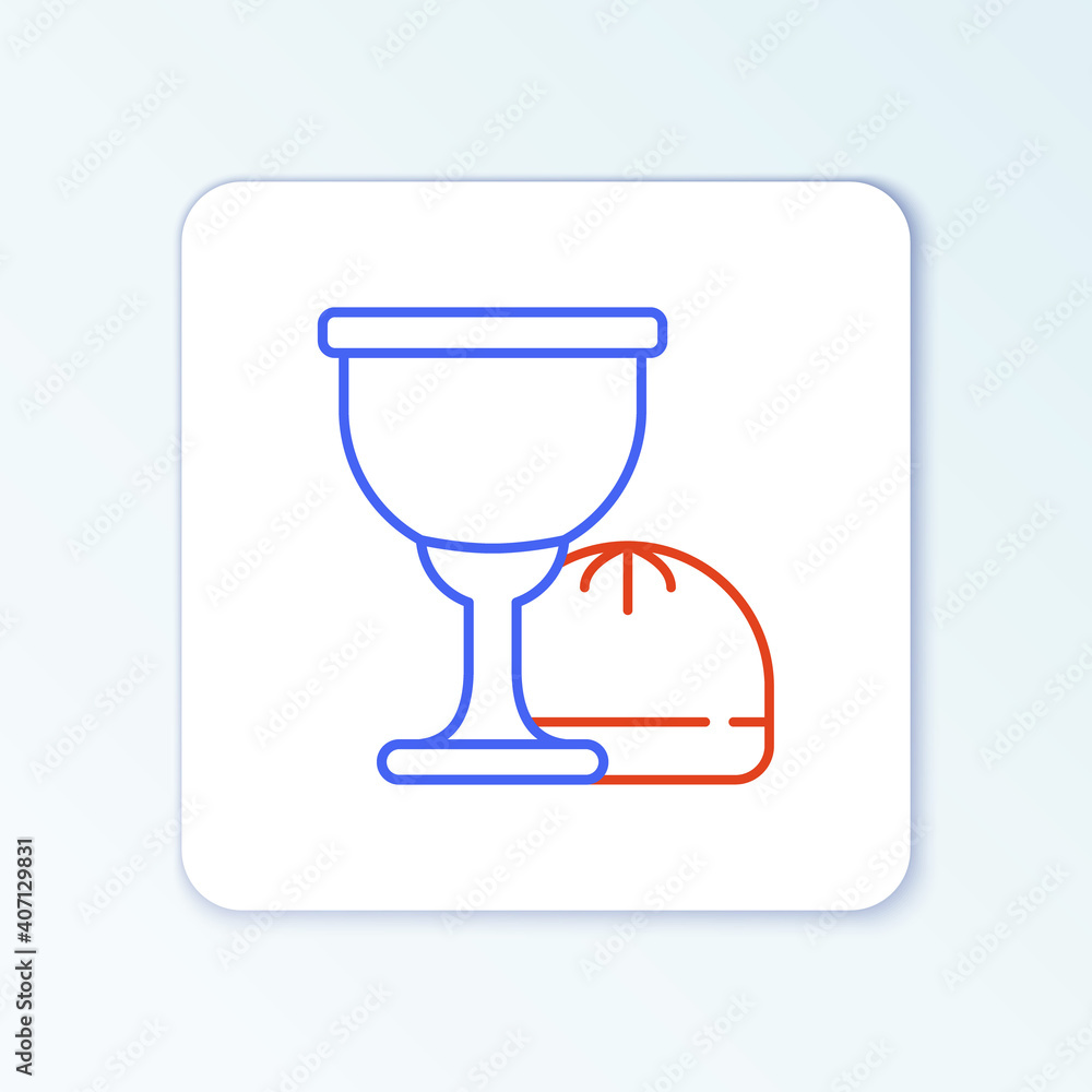 Line Holy grail or chalice icon isolated on white background. Christian chalice. Christianity icon. Colorful outline concept. Vector. Line Holy grail or chalice icon isolated on white background. Christian chalice. Christianity icon. Colorful outline concept. Vector.