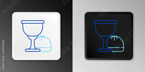 Line Holy grail or chalice icon isolated on grey background. Christian chalice. Christianity icon. Colorful outline concept. Vector.