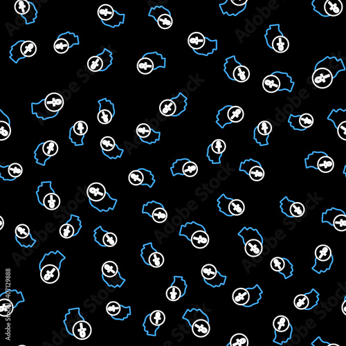 Line Cross ankh icon isolated seamless pattern on black background. Vector.