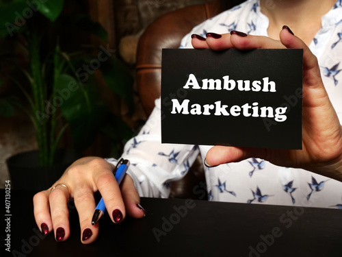Fotografie Business concept about Ambush Marketing with inscription on blank business card