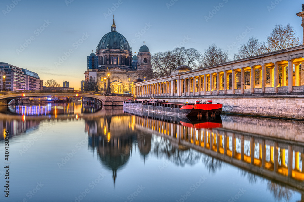 The Berlin Cathedral on the Museum Island before sunrise
