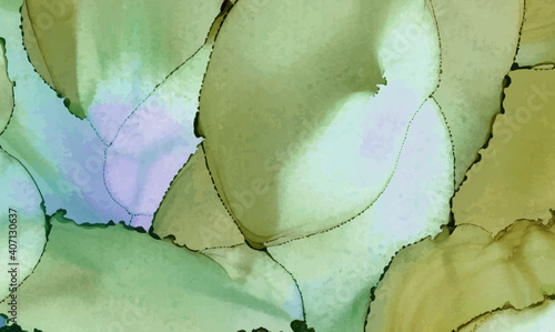 Alcohol ink vector texture banner. Fluid ink abstract background.